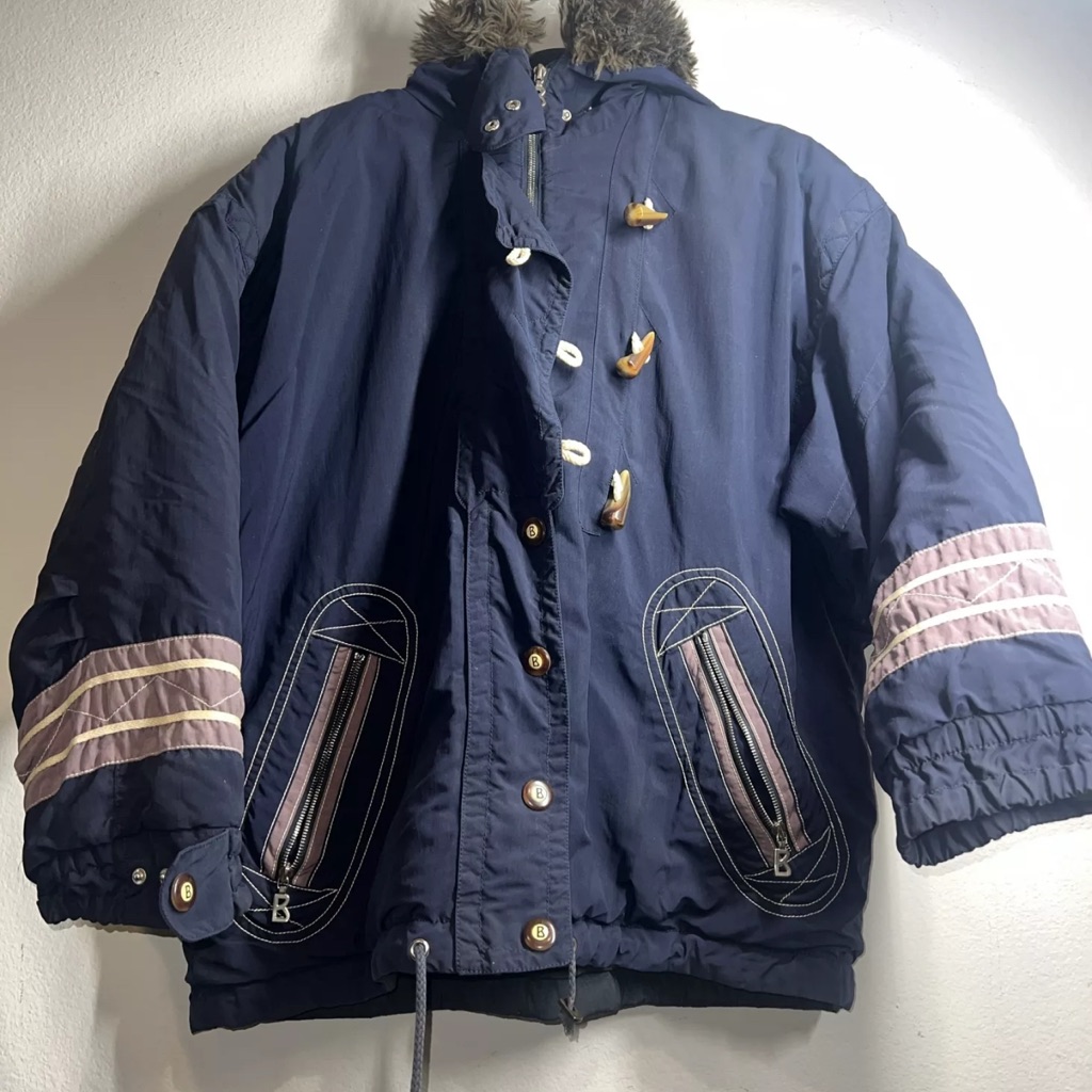Bogner Power Skiing Ski Navy Blue Jacket With Fur Trim (Unisex)